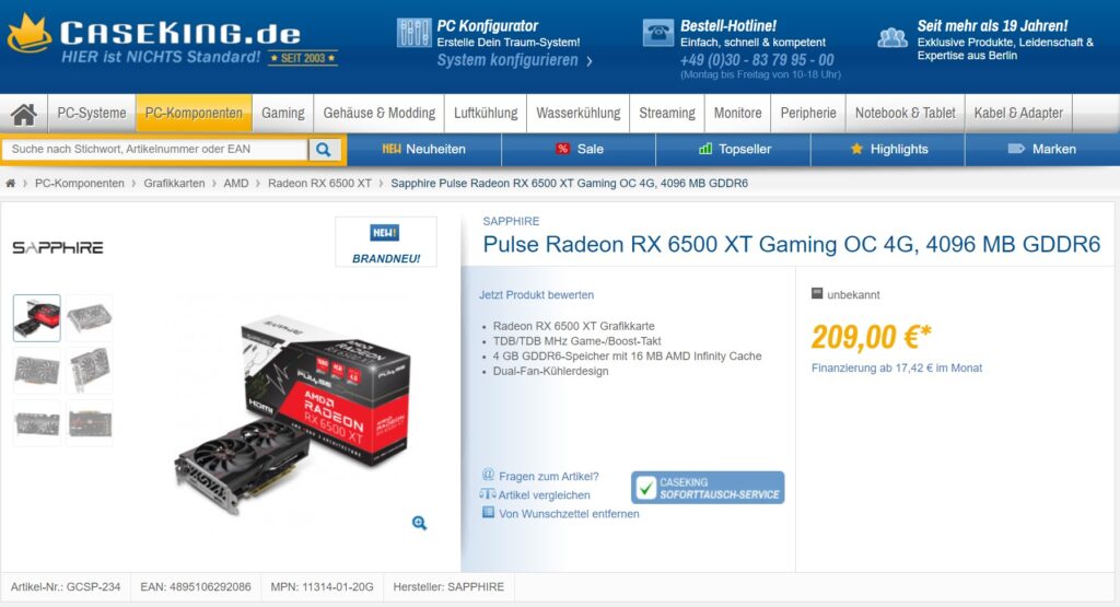 Sapphire Pulse Radeon RX 6500 XT Gaming