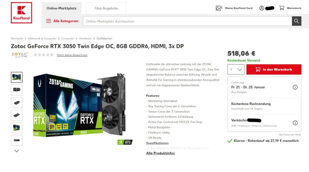 Zotac GeForce RTX 3050