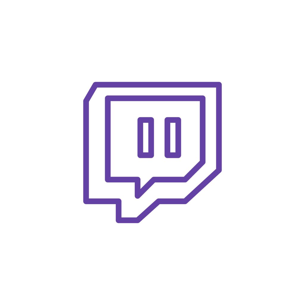 Lila Twitch-Logo mit weißem Hintergrund