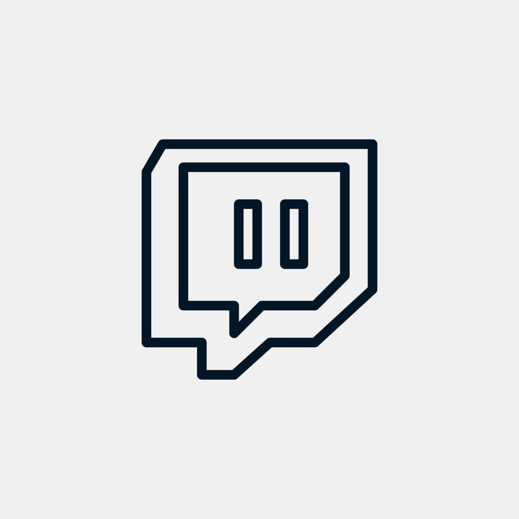 Twitch-Logo in schwarzer Umrandung auf weißem Hintergrund