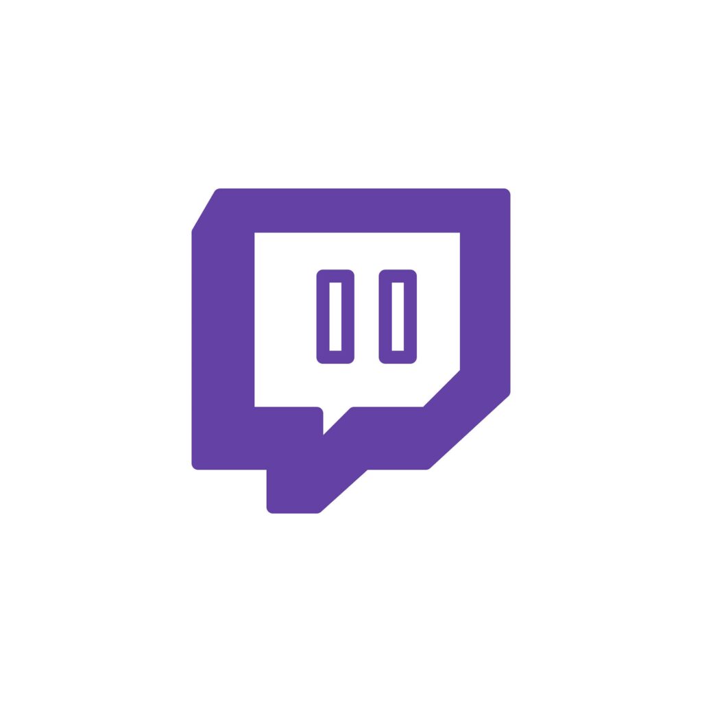 Vollständig lila Twitch-Logo auf weißem Hintergrund